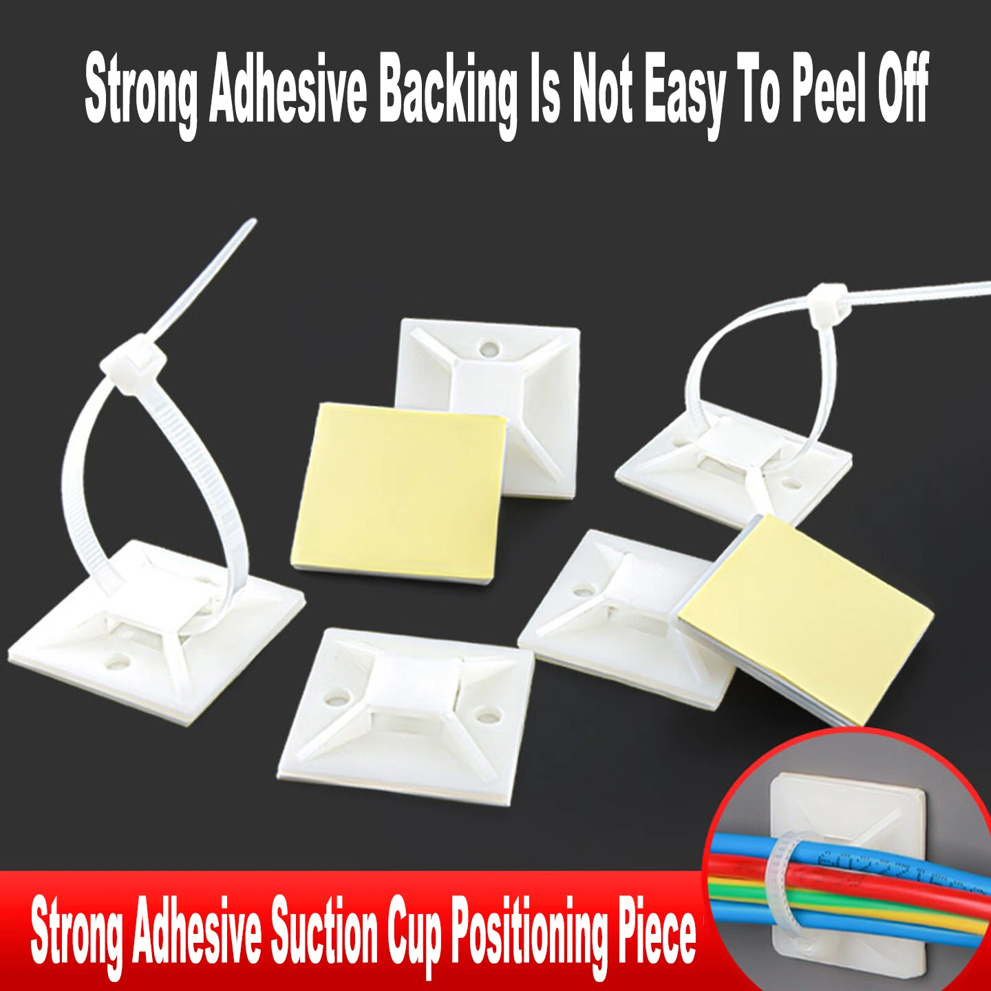 

Cable Tie Base Mount With Glue Wire Removable Self Adhesive Wall Holder Car Fixing Seat Clamps Suction Positioning Sucker