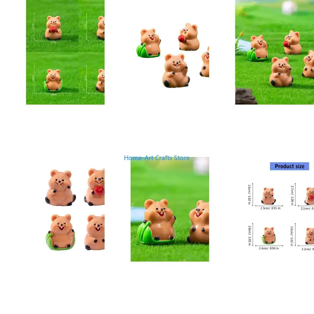 Y3NA 4 Piece Miniature Quokka Baby Sculpture Resins Craft Desktop Ornaments For Garden Landscape Arrangement Or Collectibles