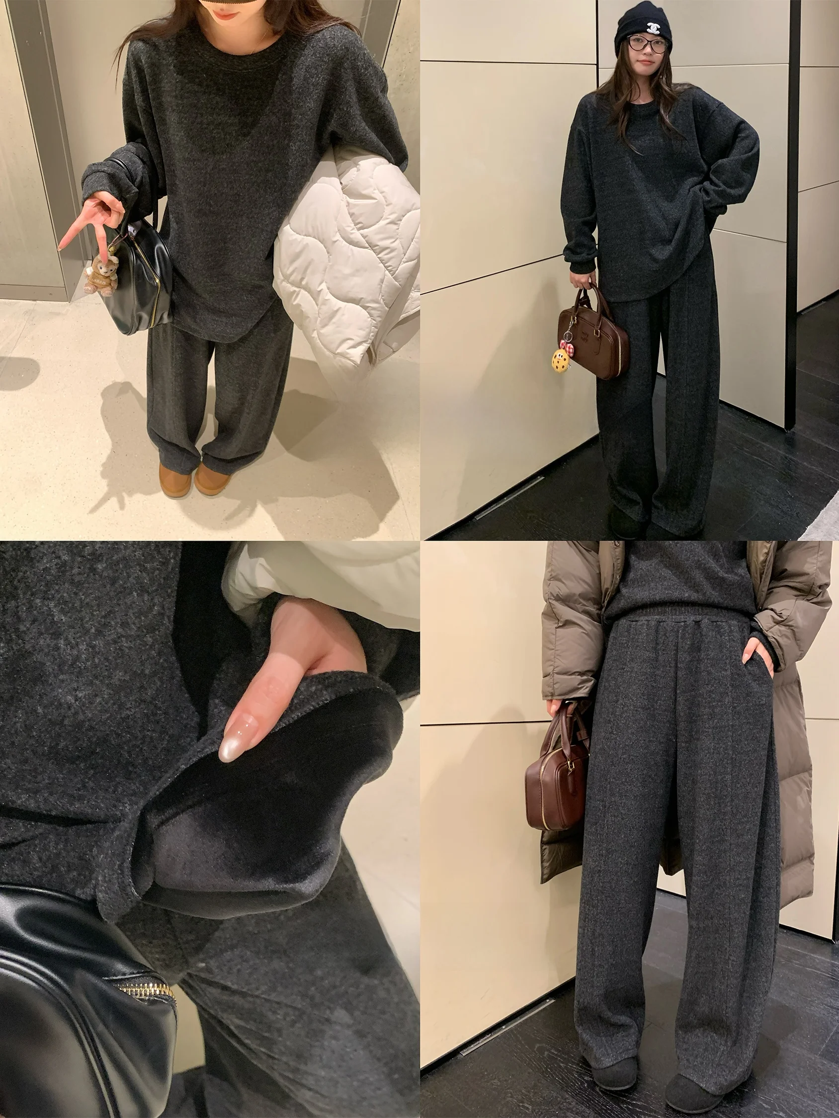 

Комплект NAZ: Зимний модный универсальный комплект из брюк и топа больших размеров с флисовой подкладкой, разноцветный, стройнящий, повседневный, удобный, свободного кроя, для всех.