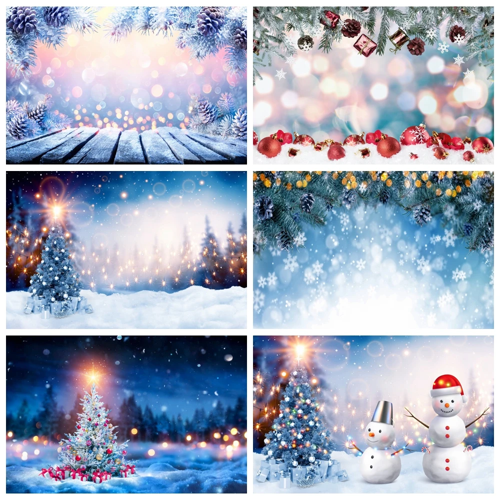 

Winter White Snowflake Christmas Wonderland Backdrop Merry Xmas Glitter Bokeh Snow Family Holiday Party Decorations Background