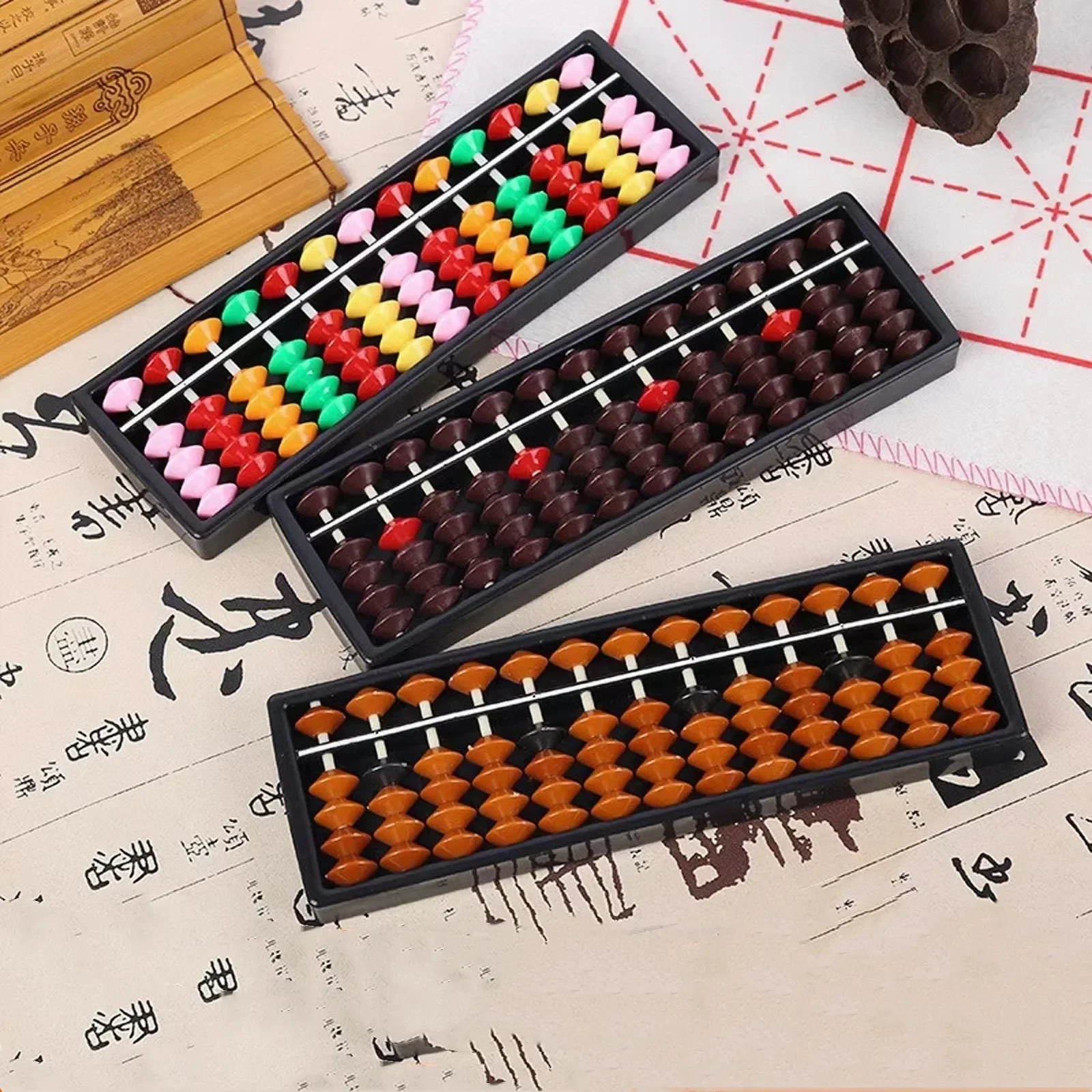 Ferramenta de aprendizagem de matemática para crianças portátil chinês 13 dígitos coluna ábaco aritmética soroban cálculo contagem