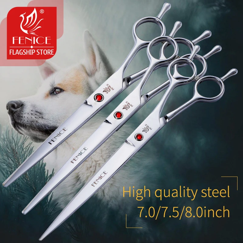 Fenice High quality stainless steel Pet Cutting Scissors 7.0 7.5 8.0 inch Dog Grooming pet products dog shears