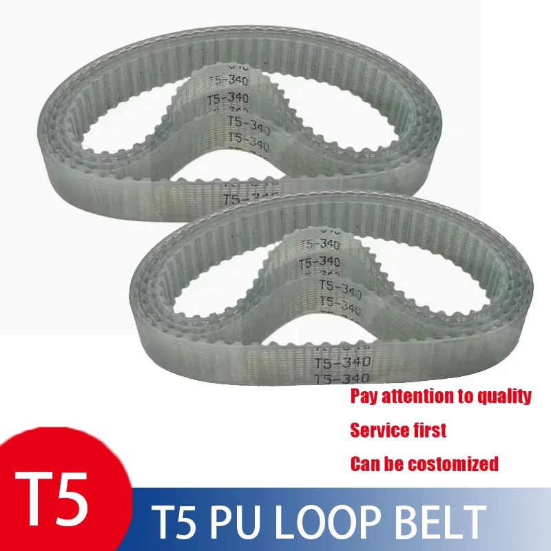 Steel wire Closed Loop Timing Belt PU Width10/15/20mm T5-305 T5-310 T5-320 T5-325 T5-330 T5-340 Polyurethane Belts for Pulleys