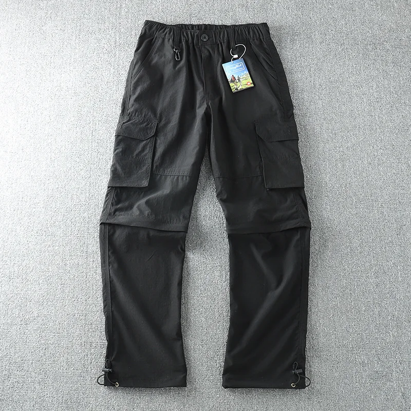Elastic S-4XL Pants Shorts 6 pockets Quick drying Detachable Trousers Summer Men Women Outdoor Sports Hiking Trekking Thin Pants