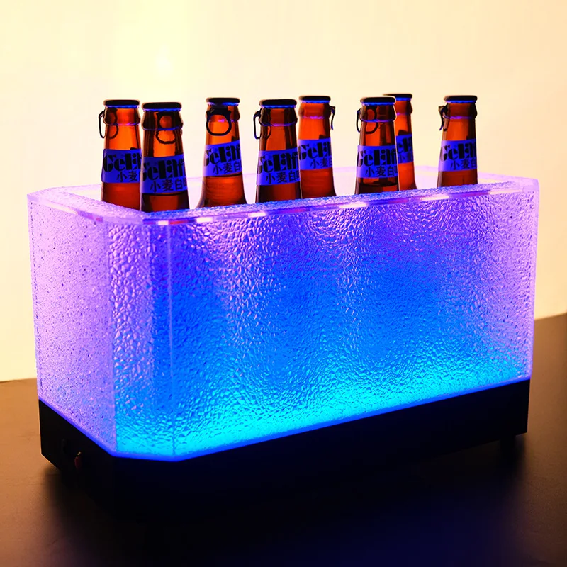 Manufacturer bar ice buckets, Chengdu acrylic illuminated champagne cocktail barrels, beer plastic wine boxes