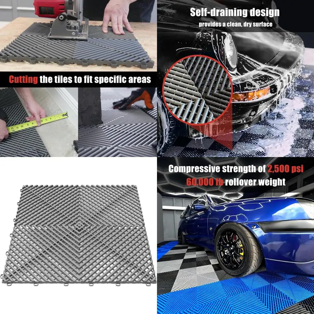 

25-Pack 15.7x15.7 Non-Slip Interlocking Plastic Garage Floor Tiles for Storage and Organization (Vented, Grey)