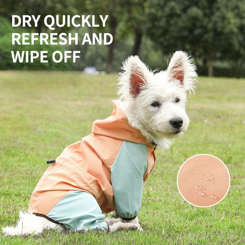 Wearable Four-legged Dog Raincoat with Waterproof Hat for Going Out Small Dog Teddy Bear Large Dog Pet Rainy Weather Clothes