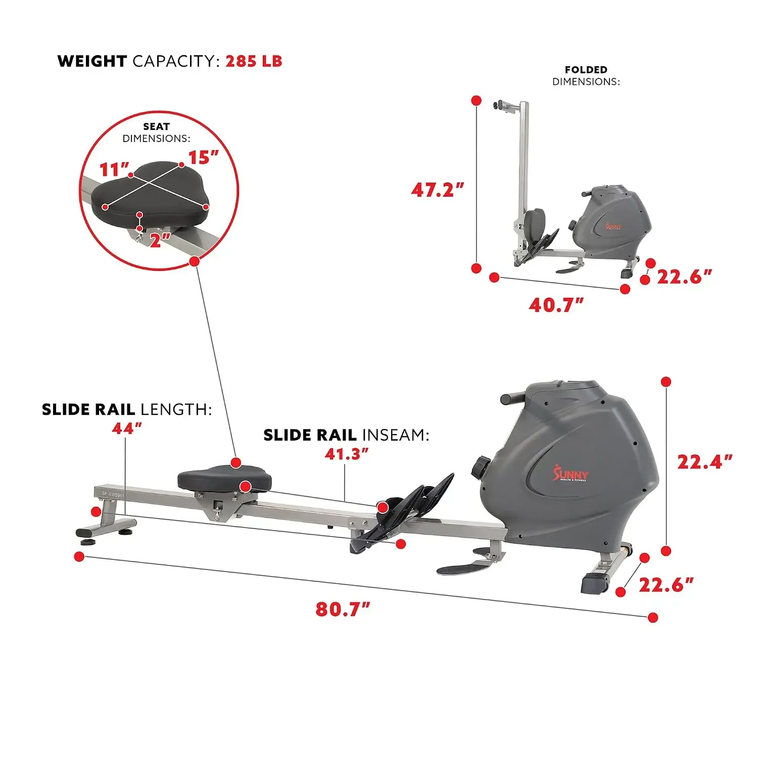 Foldable Magnetic Rowing Machince for Home, 44