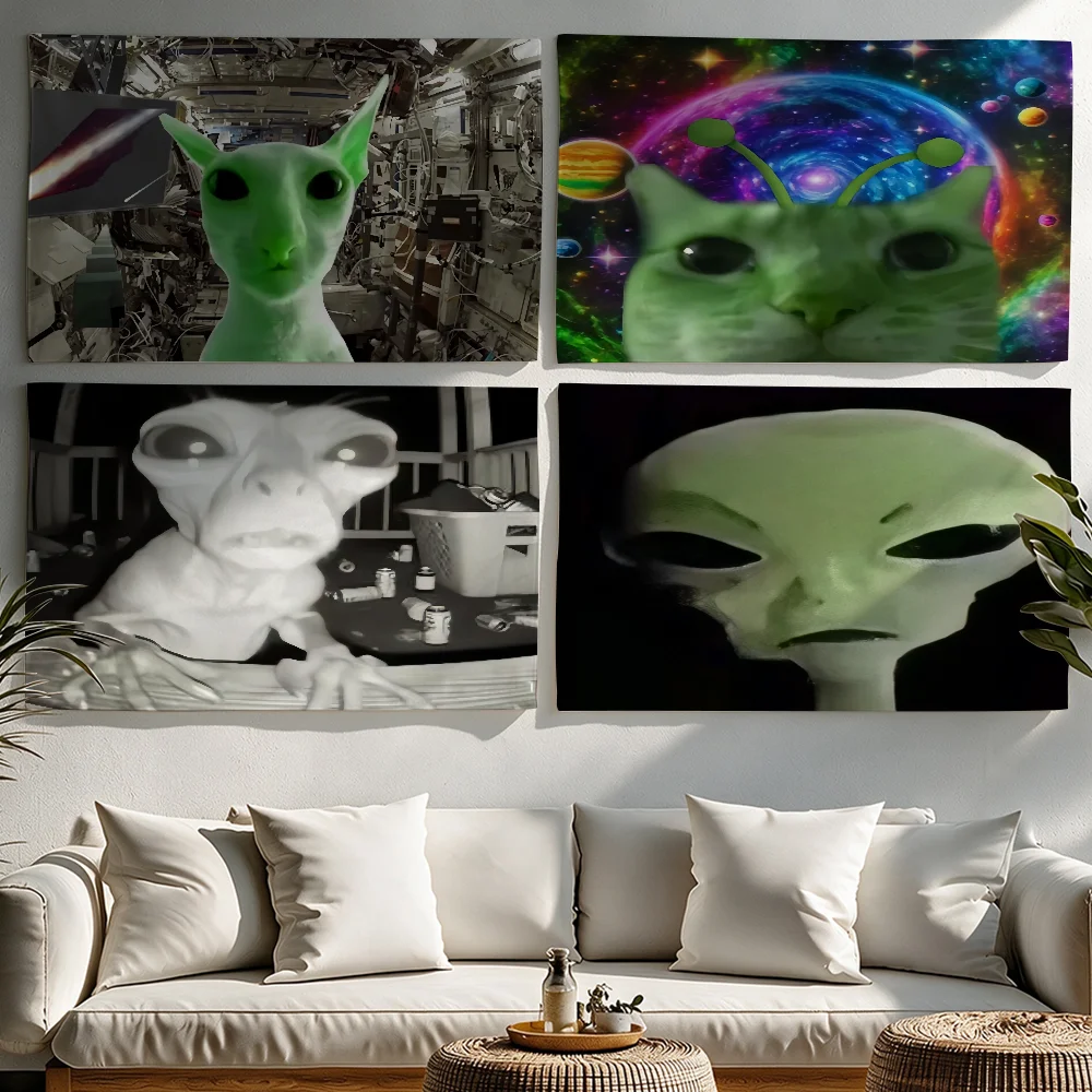 Crazy Funny Alien flag Tapestries Outdoor Parties Bedrooms Living Rooms Dorm Rooms Wall Decor Banners Gifts