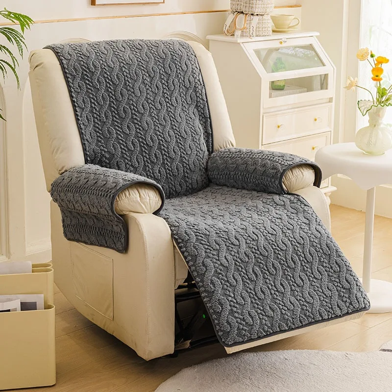 1Pcs Solid Color Single Sofa Mat Anti Slip Dustproof Couch Cushion All Season Universal Electric Chair Seat Cover