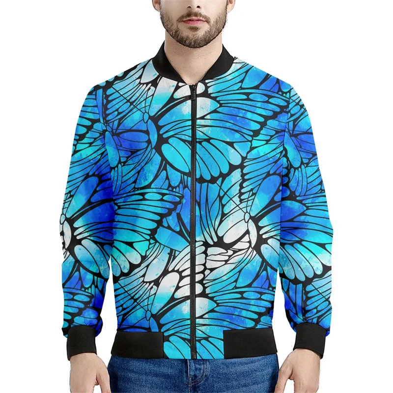 Colorful Insect Butterfly 3d Printed Jackets Men Clothes Loose Sweatshirt Casual Bomber Zipper Jacket Streetwear Tops Coat