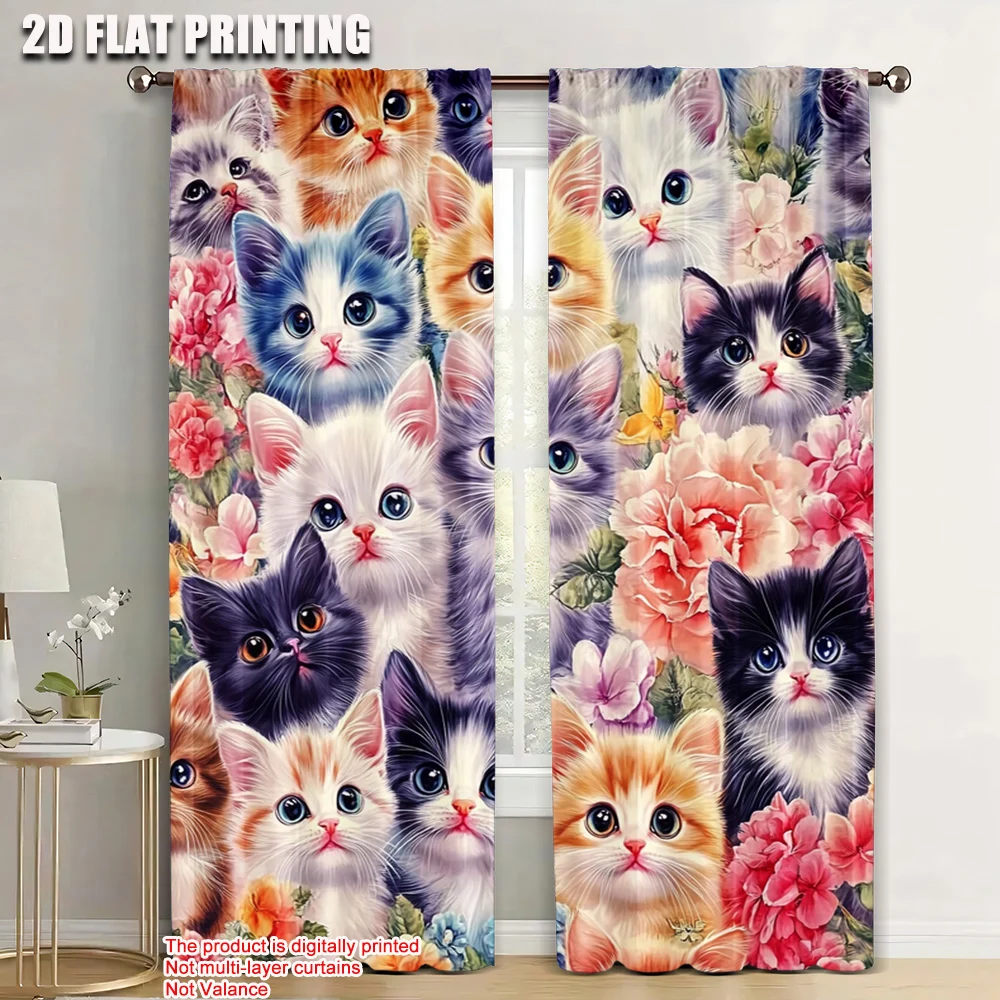 

2pc, Drapes Cat 3 Light Filter Versatile Applies to Holiday Decor