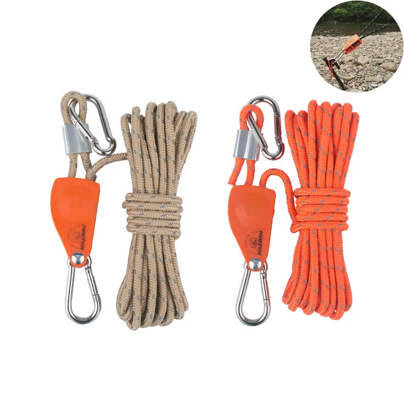 

Outdoor Camping Tarp Line Lifter Tightener Adjustable Metal Pulley Winch For Heavy Duty Windproof Guy Ropes Tent Equipment 4/5M