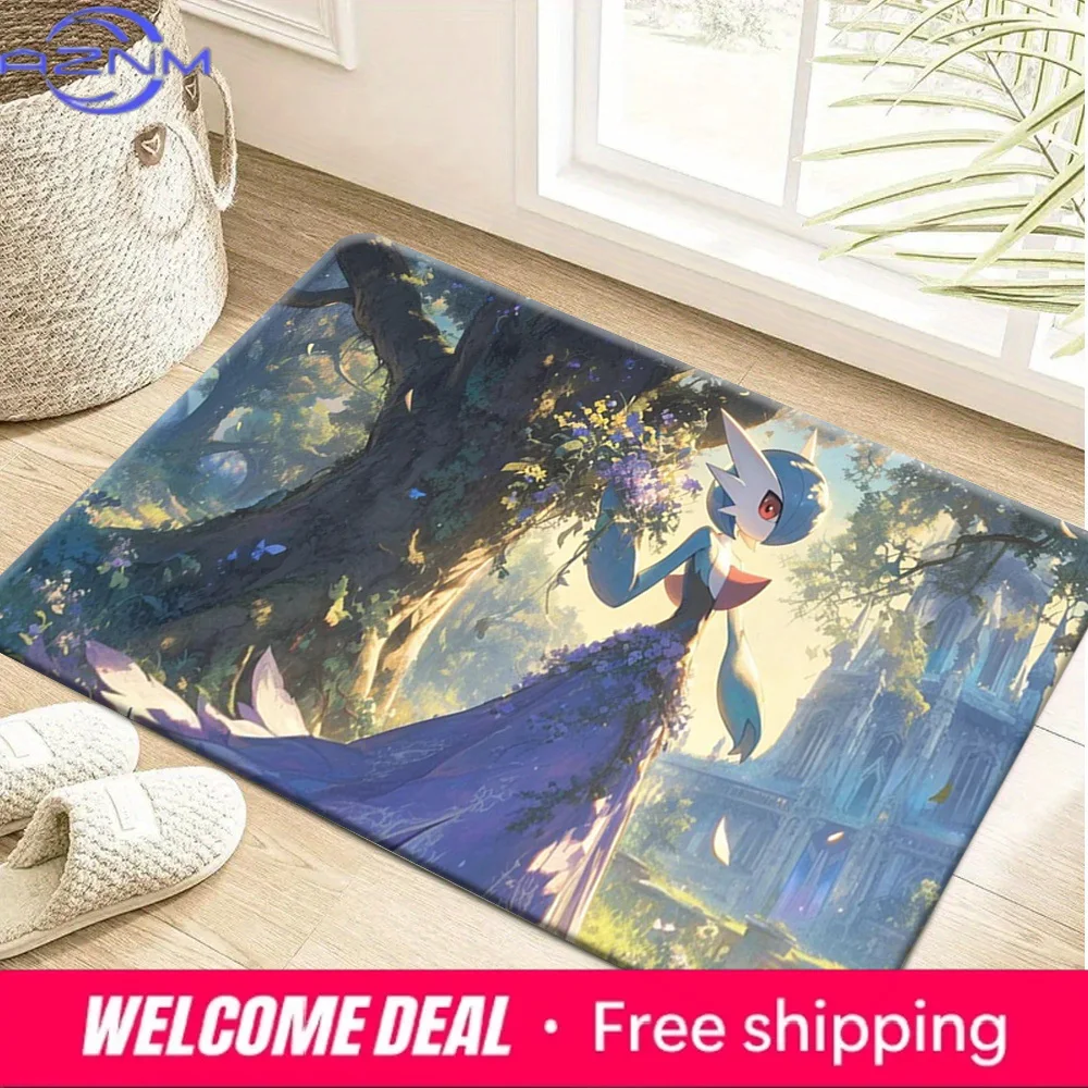 Fantasy Castle Garden Gardevoir With Flower Bouquet Soft Non Slip Absorbent Home Entryway Bathroom Decor Doormat Rug