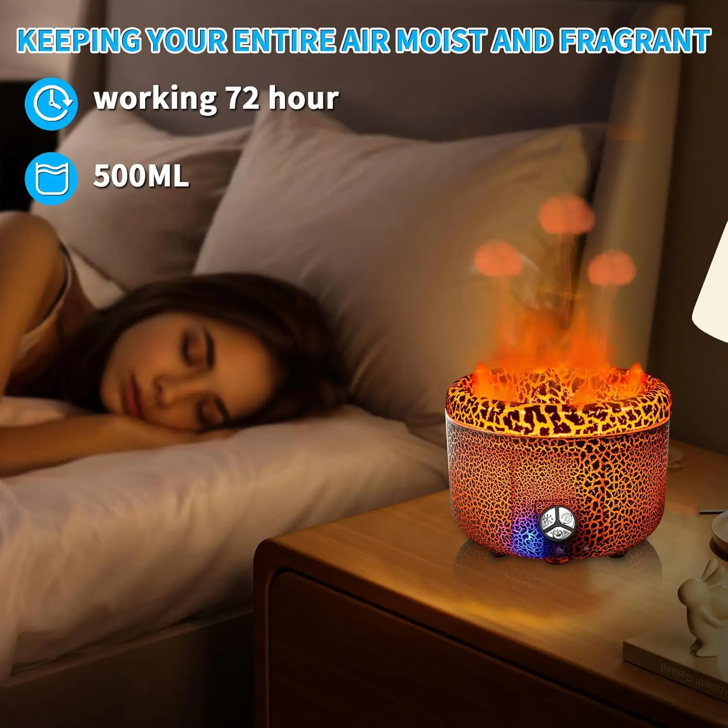 Difusor ultrasónico de aceites esenciales y humidificador de niebla fría de 500 ml, niebla alta/baja remota ultra silenciosa para el hogar/oficina/dormitorio