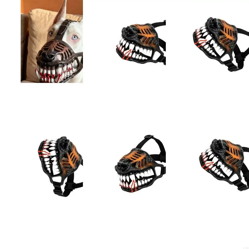 Dog Costume Muzzle in Dark Theme with Adjustable Strap and PET Shell for Theme Parties, Photoshoots, and Seasonal KXRE