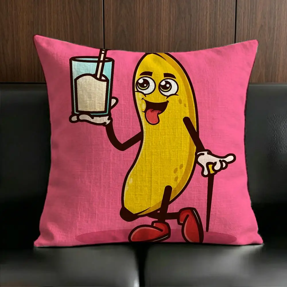 Anime PosterB-Banana P-Person Cushion Cover Anti-dustmite Pillowcase Invisible zipper silky short plush Sofa cushion cover
