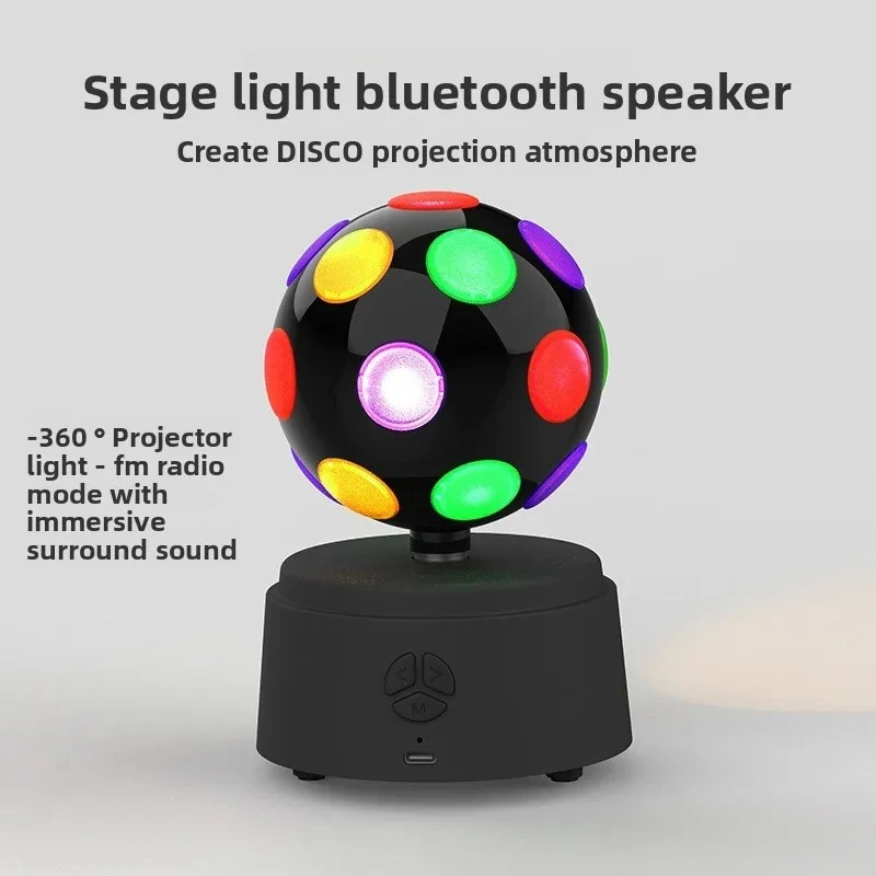 Portable Hifi Bluetooth Speaker 360° Projection Light Stage Soundbar High Sensitivity FM Radio Wireless Music Player