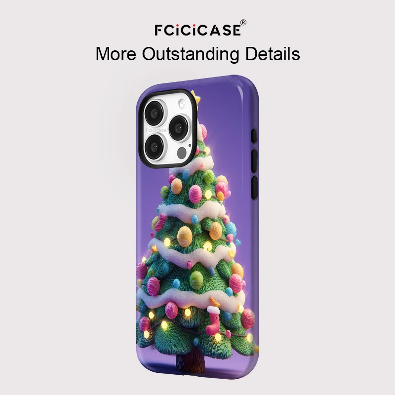 

Merry Christmas Phone Case for iPhone 17 16 15 14 13 12 11 Pro Max Air Plus Luxury Double-layer Back Christmas Tree Cover