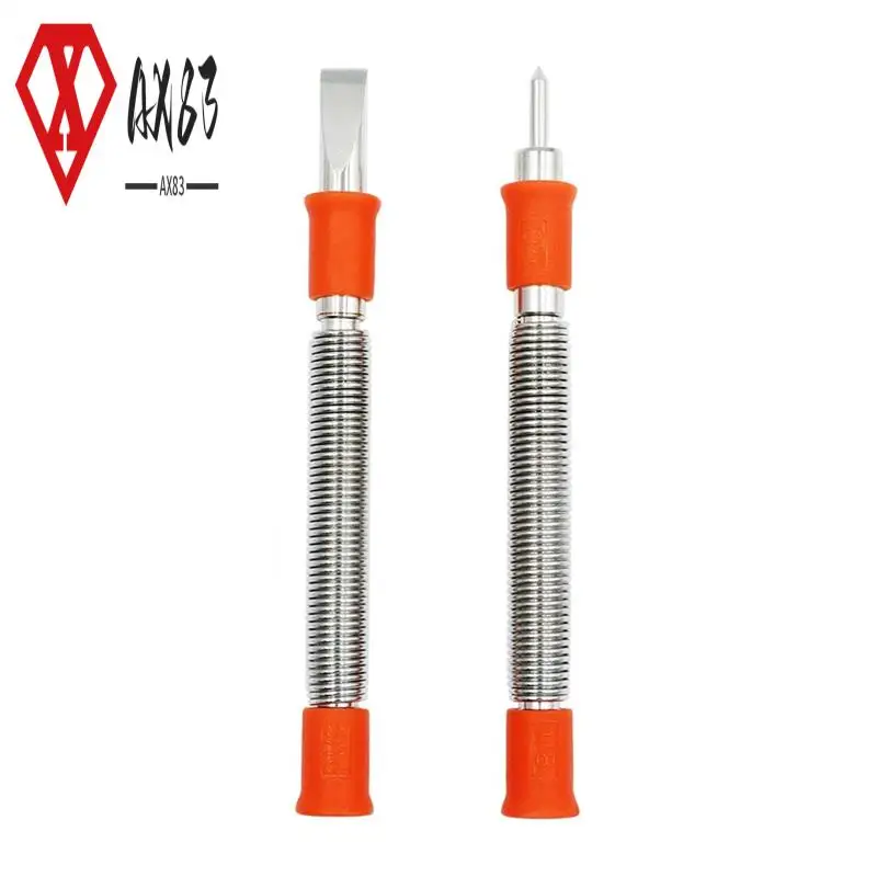 

AX83-2Pcs Spring Tool Set Kit 5/16-Inch Chisel And 1/8-Inch Center Punch Set, Spring Loaded Rivet Removal Kit For Wood