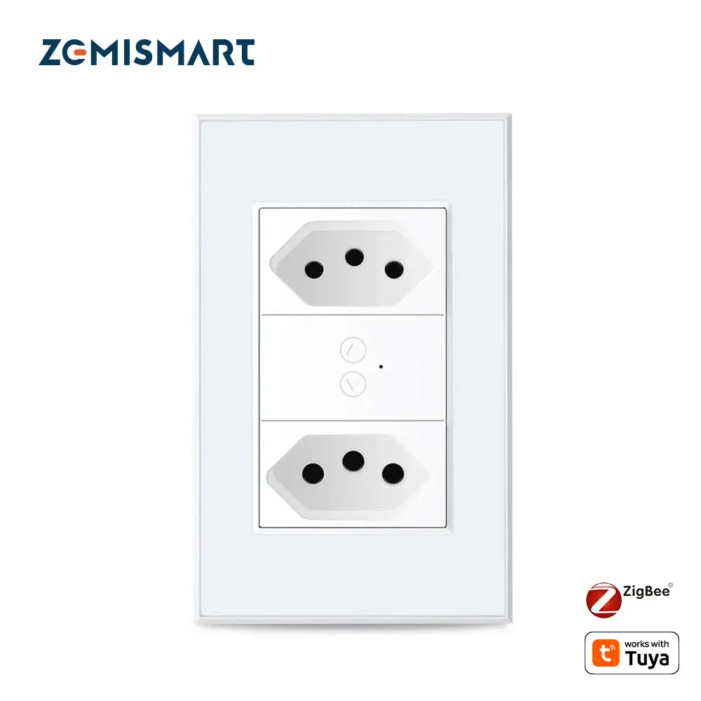 

Zemismart Zigbee Smart Brazil Socket 10A 20A Two Brazil Outlets Works with Tuya Smart Life App Alexa Google Home Voice Control