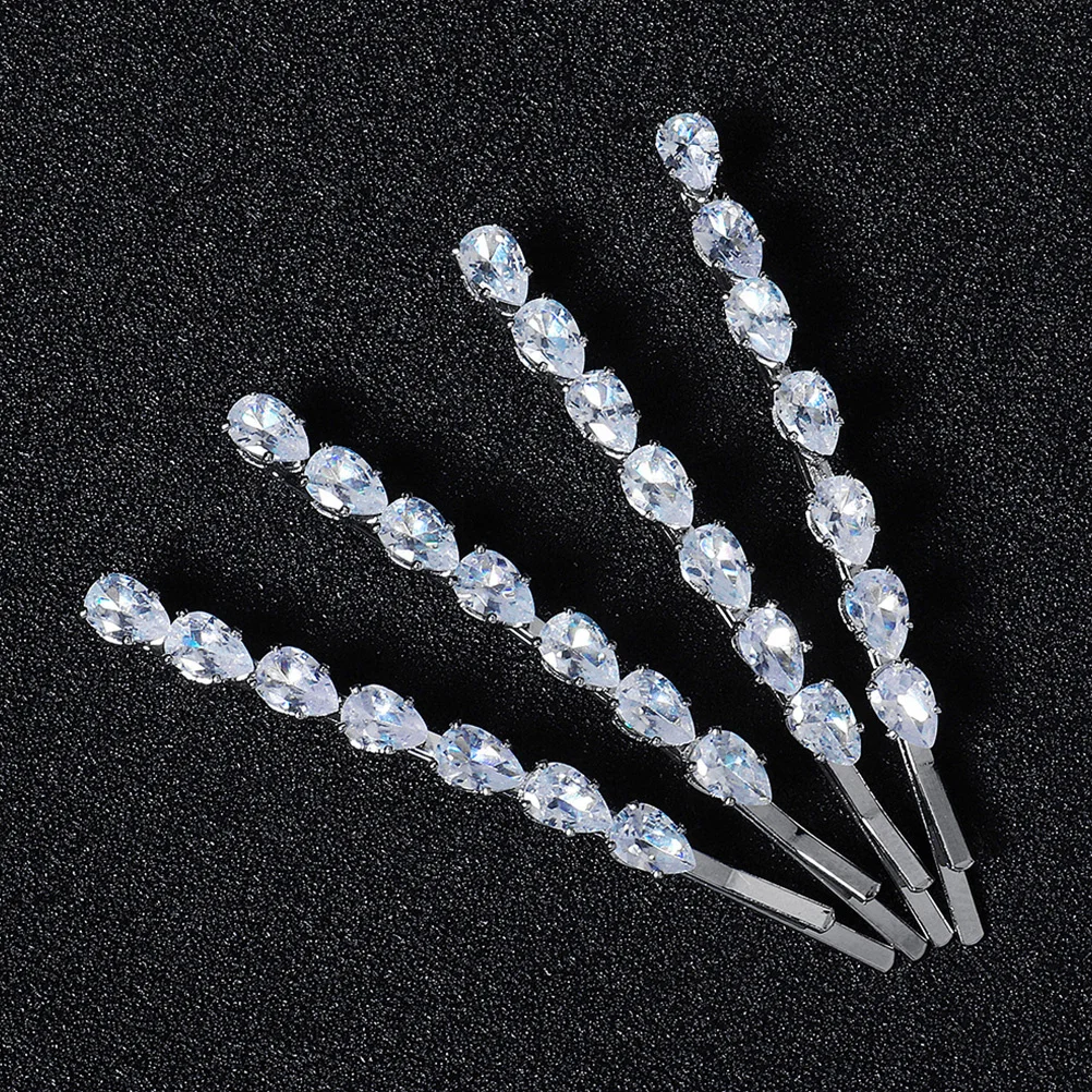 

4 Pcs Zircon Hairpin Clips Accessories Rhinestone for Crystal Rhinestones Barrettes Metal Snap Flower
