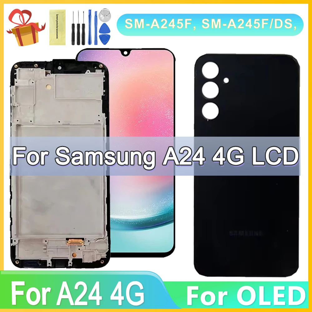 

OLED для Samsung A24 4G LCD A245B дисплей сенсорный экран дигитайзер в сборе для Samsung A245 ЖК с рамкой