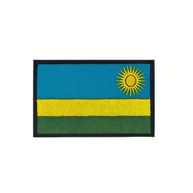 ملصق قماشي مطرز بعلم رواندا 8 * 5 سم، حقيبة تزيين مطرزة برقعة تكتيكية، قبعة، إكسسوارات السفر مع خطاف ولو