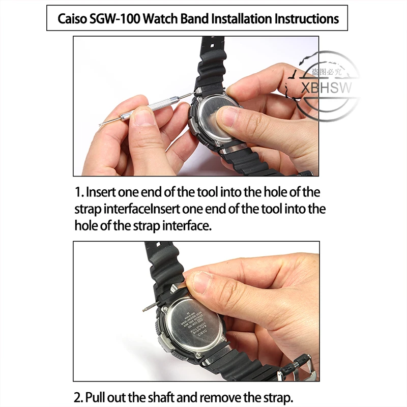 Watchband Accessories For Casio  SGW-100 SGW100 Men Resin Replacement Strap Sport Waterproof Rubber Pin Buckle Bracelet