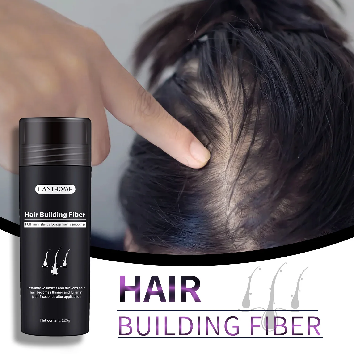 Good Selling Lanthome Hair Growth Gently Increases with Dense Fiber Powder Hair Building Fiber