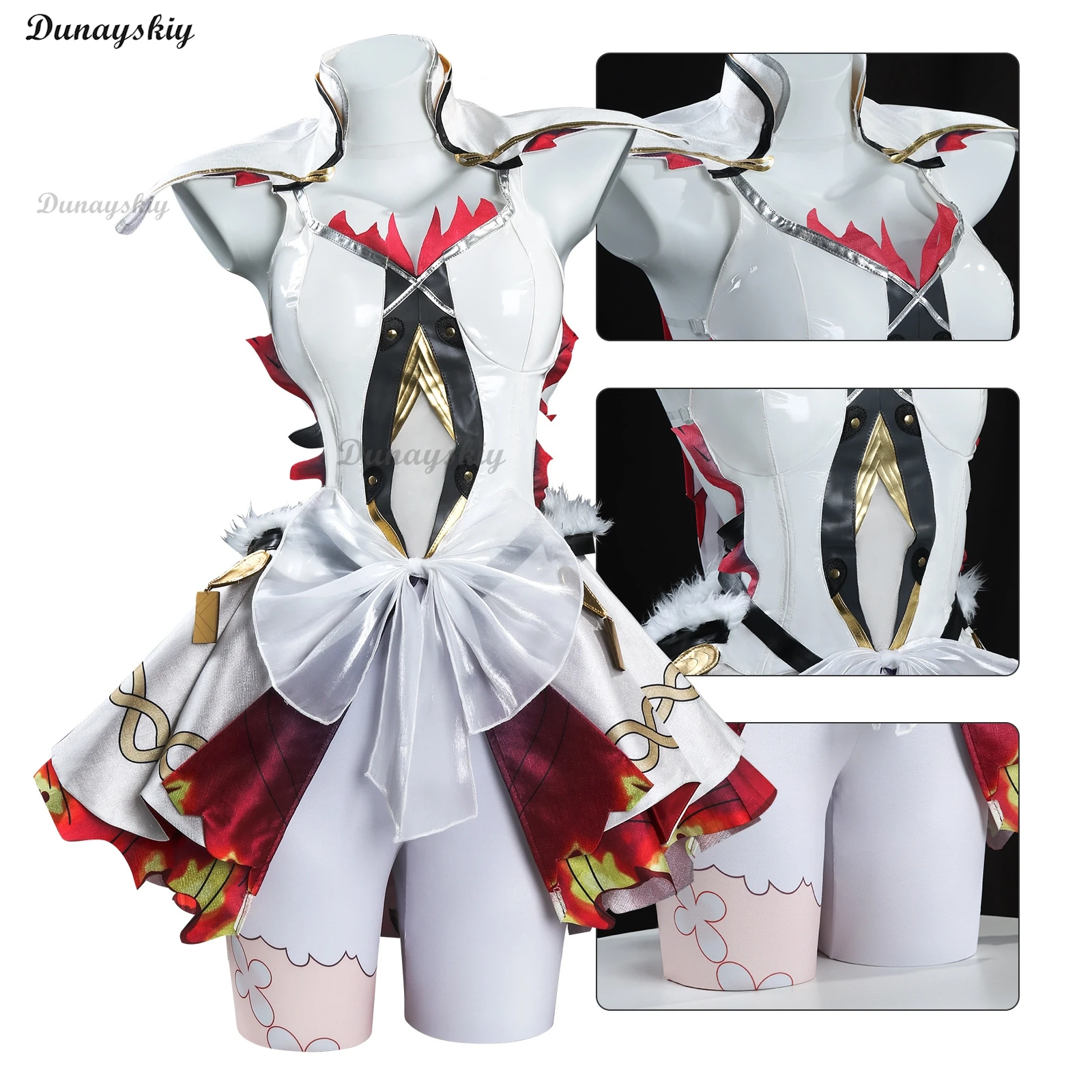 Wuthering Waves Camellya Costume Cosplay Parrucca Orecchini Abito Nero Shores Chun Vestito Bianco Doppio Coda di Cavallo Capelli Gioco Accessori