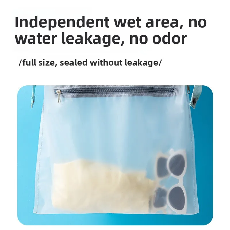 Swimming Backpack with Dry Wet Separation - Waterproof Sports Bag for Beach Pool, Sandproof Mesh Gym Backpack with Separate Comp