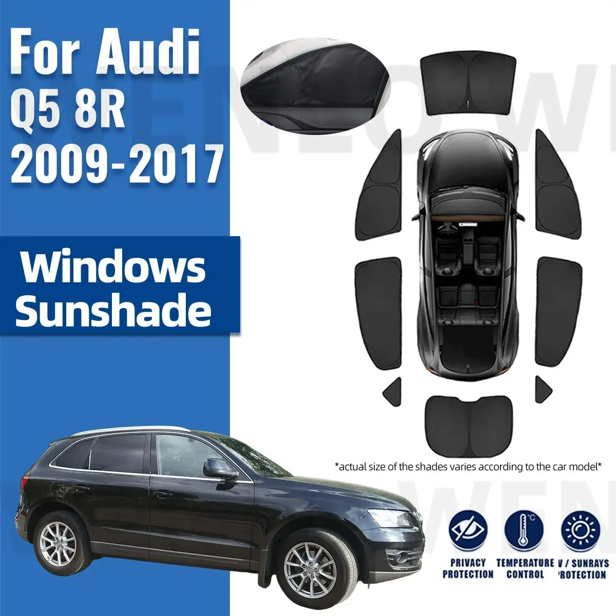 

For Audi Q5 8R 2009-2015 2016 2017 Full Cover Car Sunshade Front Windshield Frame Curtain Rear Side Window Sun Shade Visor