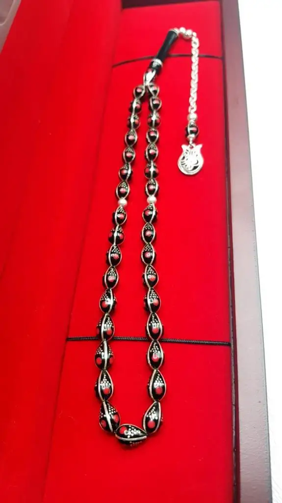 OLTU stone drop MODEL silver red processing rosary