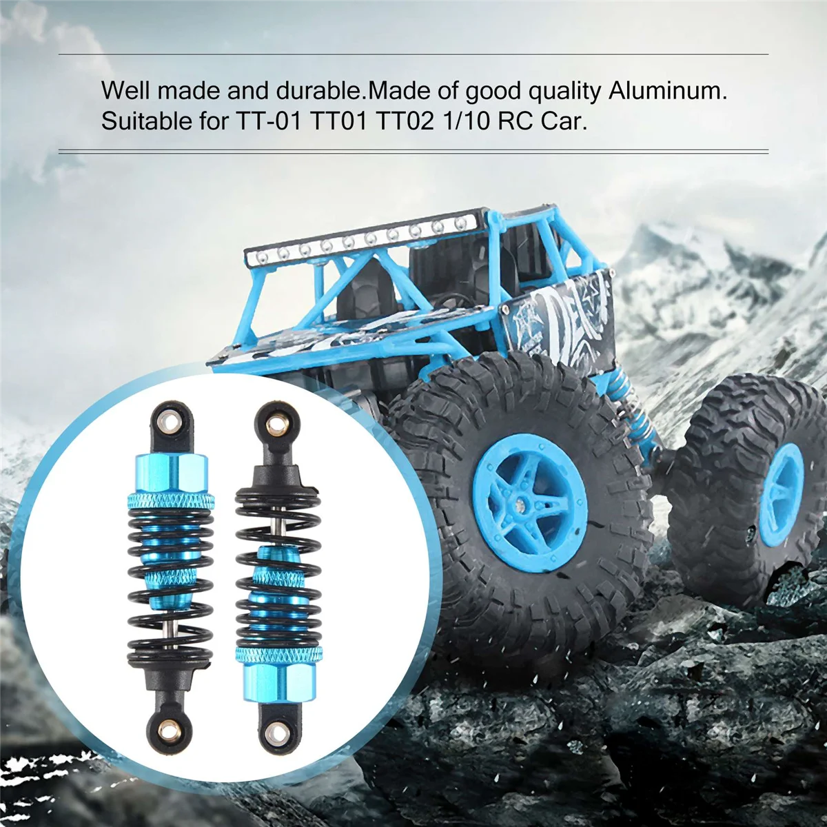 BAAA-4Pcs مجموعة ممتص الصدمات من سبائك الألومنيوم لـ Tamiya TT-01 TT01 TT-02 TT02 1/10 RC قطع غيار السيارات، أزرق