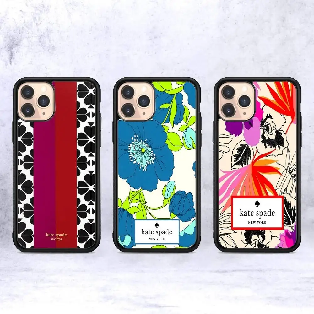 K-Kate S-Spade Flower PC+TPU Phone Case For iPhone 17 16 15 14 13 12 11 Pro Max Plus Kawaii Cartoon Cover