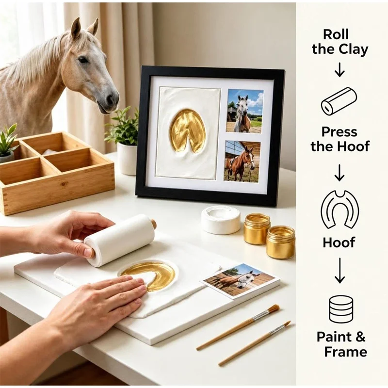 DIY Pet Paw Print Kit Frame Air Dry Clay Wooden Frame Dog Paw Print Frame Photo Display Desktop Stand Cat Paw Print Frame 2027