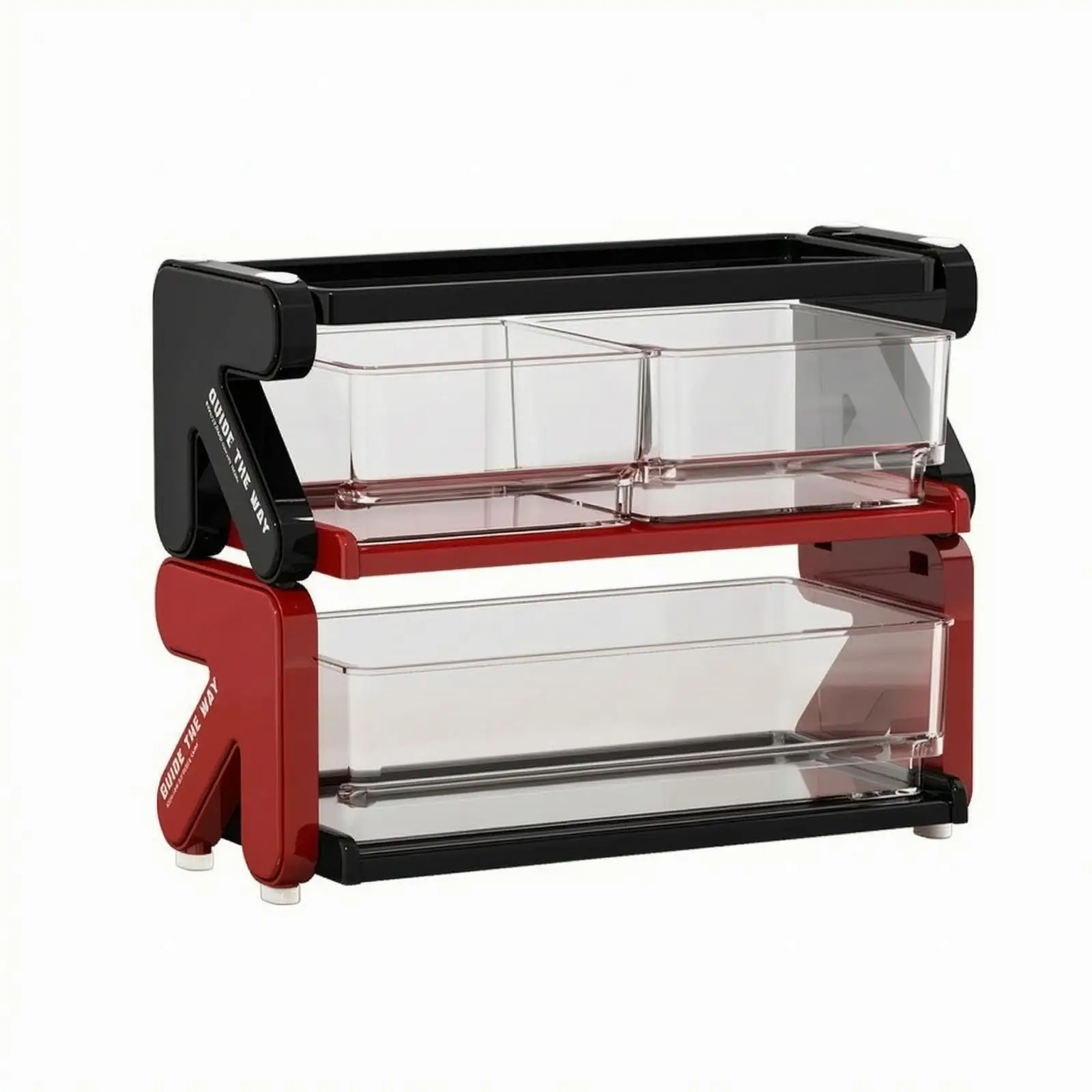 Kitchen Storage Rack Desk Shelf Organizer with Clear Drawer Compartments for Coffee Tea Cup Snack Organization