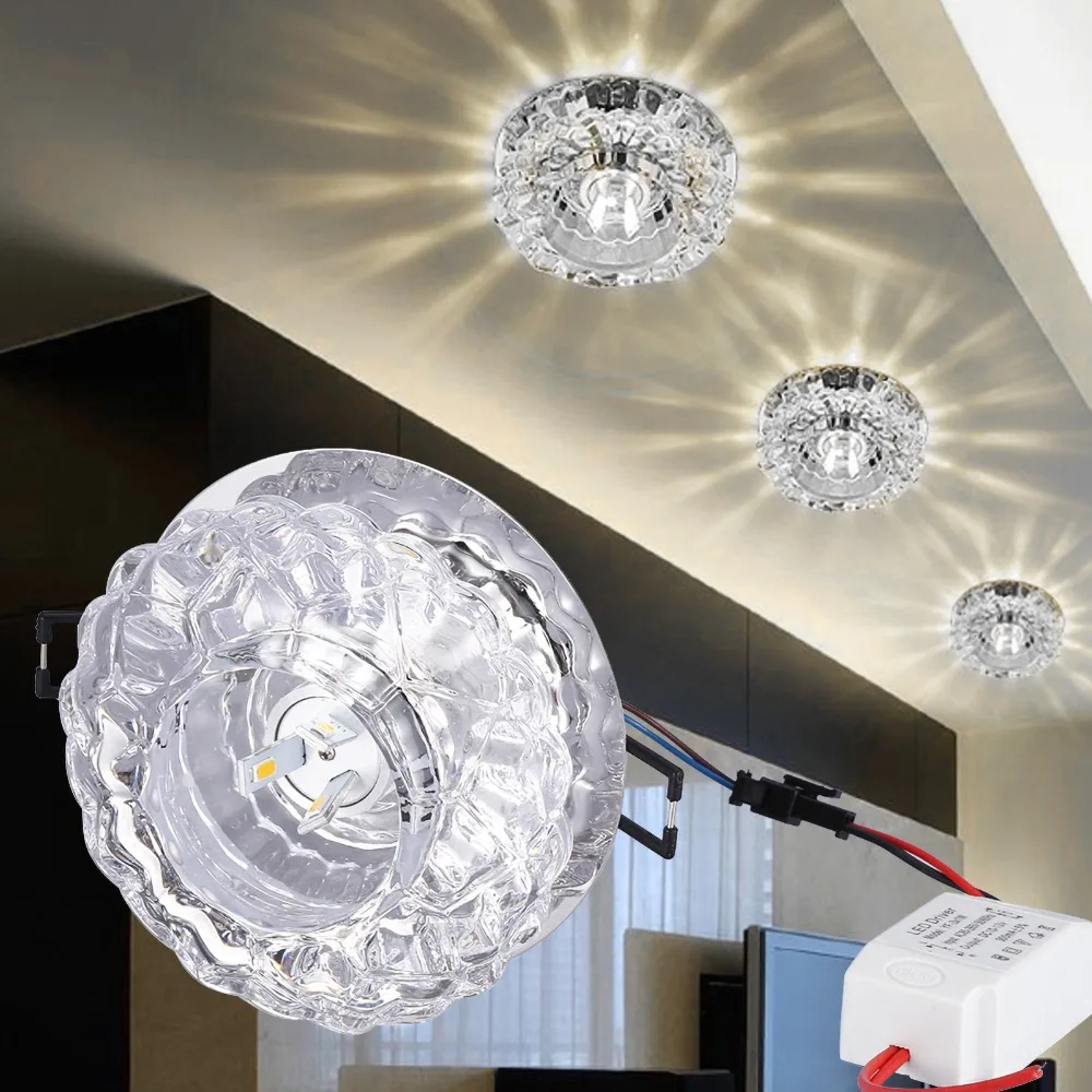 Energy Saving 3W LED Ceiling Light Crystal 5-9cm Aperture LED Downlight Recessed Downlight Bedroom