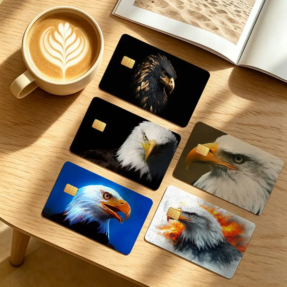 Stylish powerful eagle-themed Credit Card Public Transportation Cards Protective Sticker Waterproof Card Face Decoration 4PCS