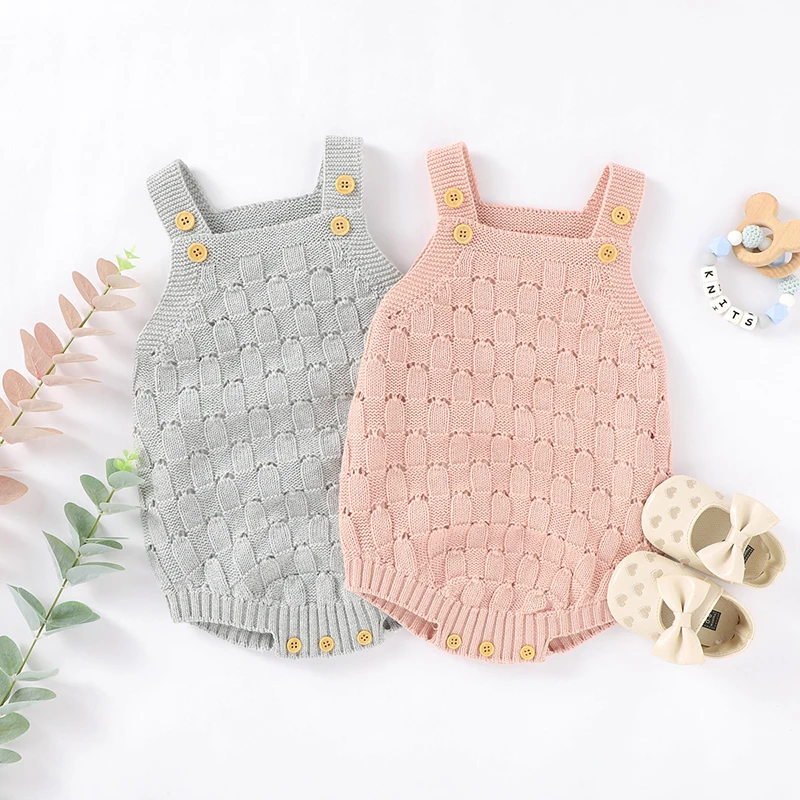 

Baby Bodysuit Cotton Knit Infant Girl Boy Jumpsuit Fashion Hollow Out Kid Clothes Newborn Overalls Sleeveless 0-18M Romper Child