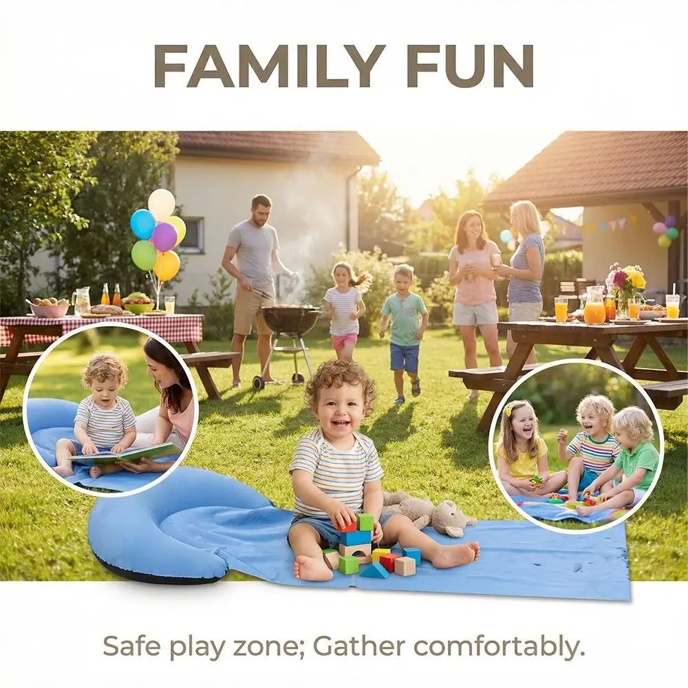 Beach Chair PVC Inflatable Beach Mat Moisture Proof Foldable Beach Sleeping Mat Portable Design Convenient Grass Cushion Travel
