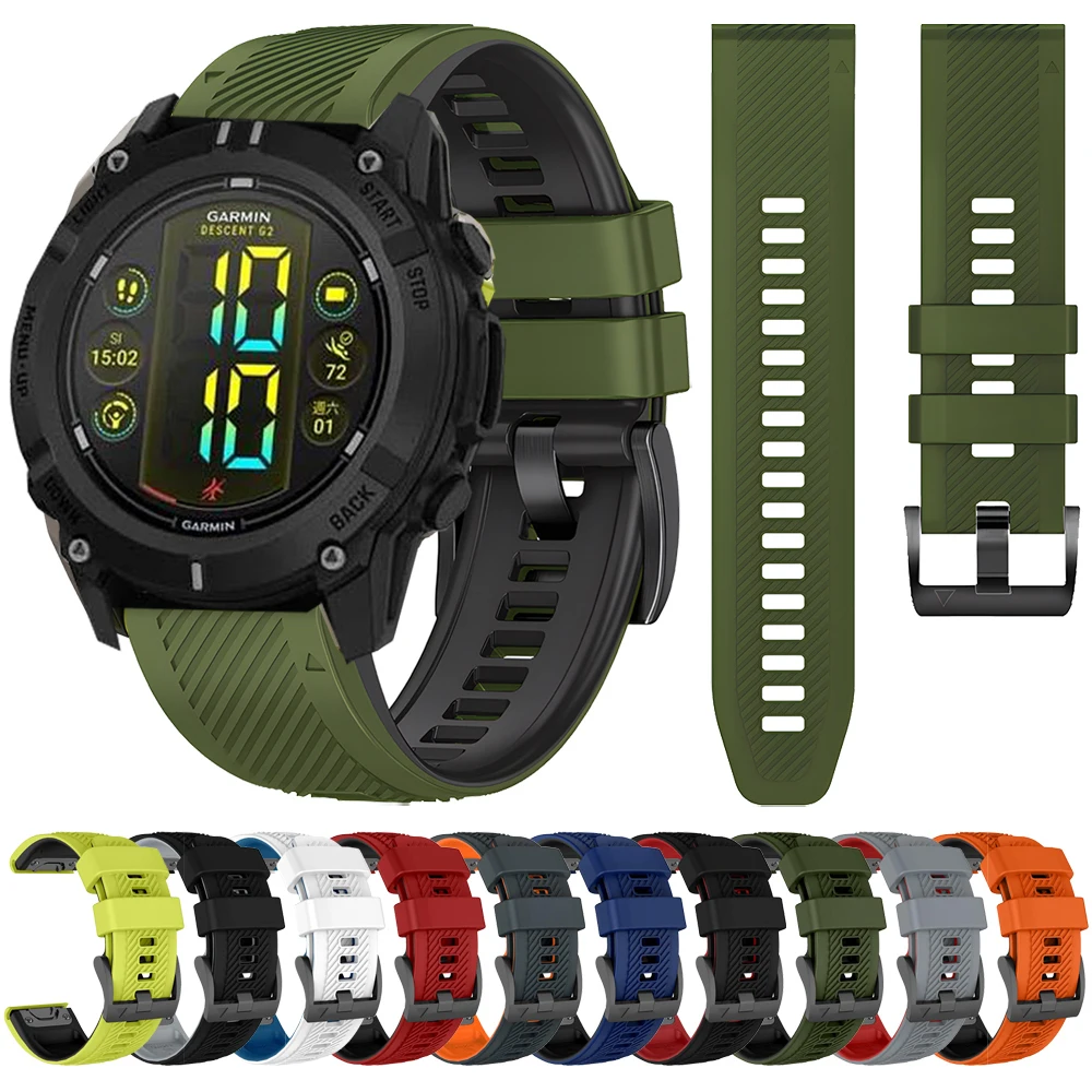 

Двухцветный силиконовый ремешок для часов Garmin Fenix E 8 47 51 мм 7 7X 6X/Epix Pro Gen 2/Descent G3 Instinct 3 50 45 мм QuickFit 22 26 мм