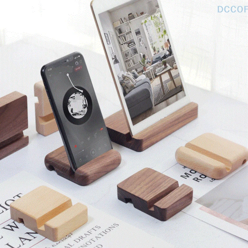 Portable Solid Wood Cell Phone Racks Desk Stand Holder For Mobile Phone Tablet PC E-reader Home Accessories