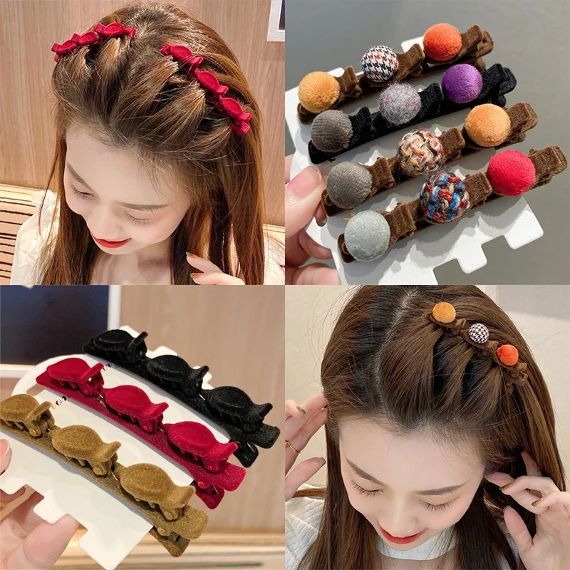 New Fashion Women Hairpins Korean Style Pearl Braided Hair Clip Side Headwear Girls Hair Accessories