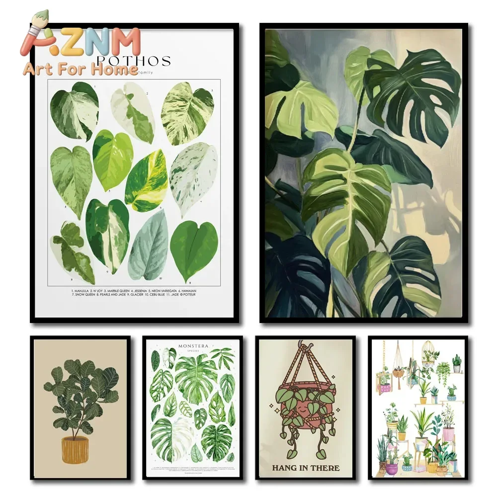 1pc Green Botanical Leaves Interior Art Print Houseplants Nature Indoors Canvas Wall Home Decor Calming Poster Foliage and Pl