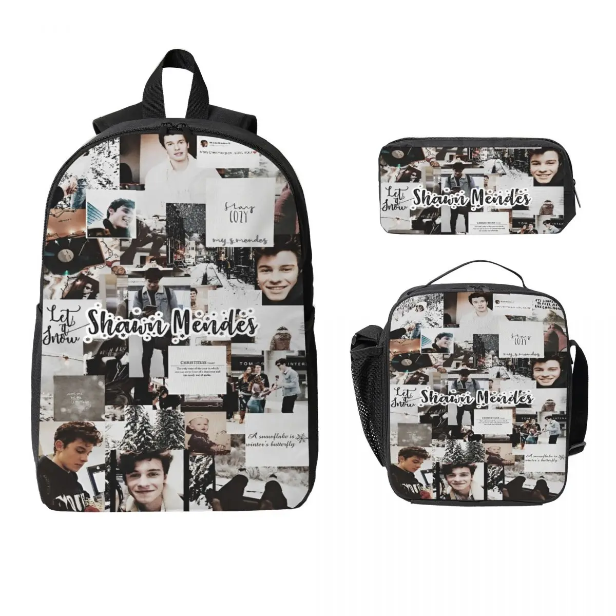 

Shawn Mendes Fan Gift Kids Backpack Lunch Box Pen Bags for Boys Girls Backpacks Kawaii Schoolbag Bookbag Set
