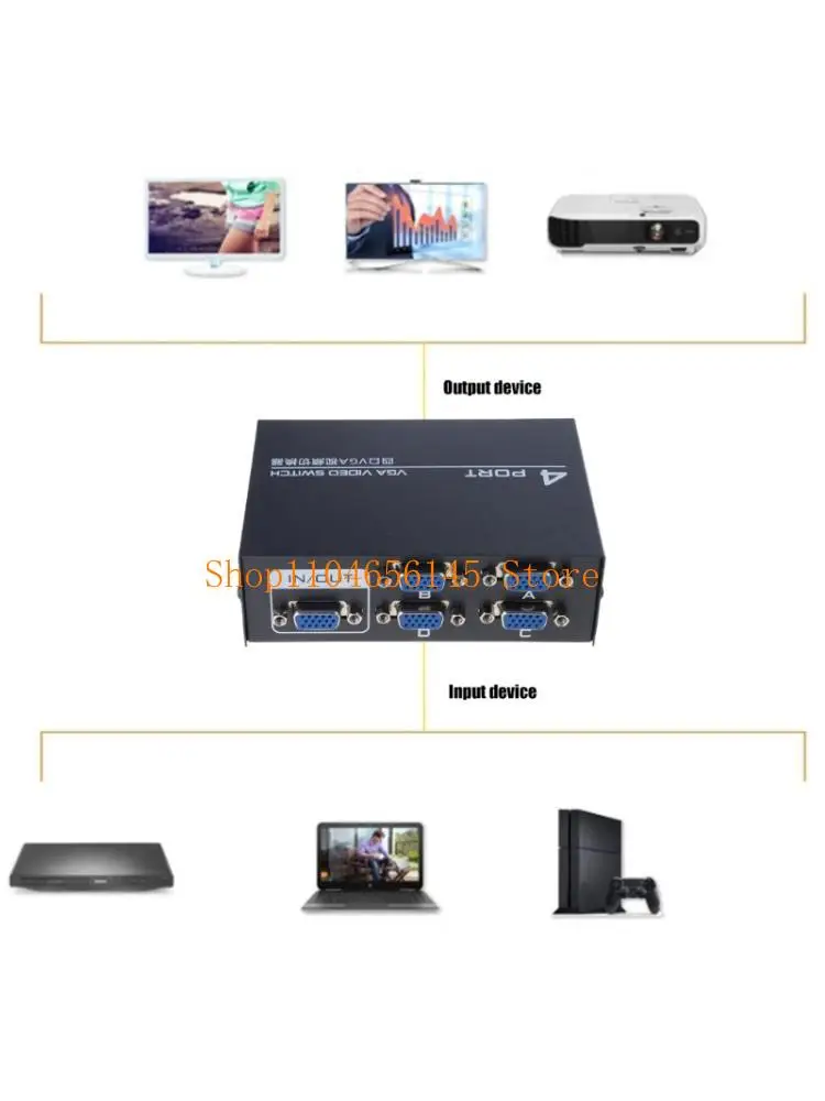 652F VGA Manual Switching Box 4 In 1 Out Screen Sharing Switching Box For LCD Screen