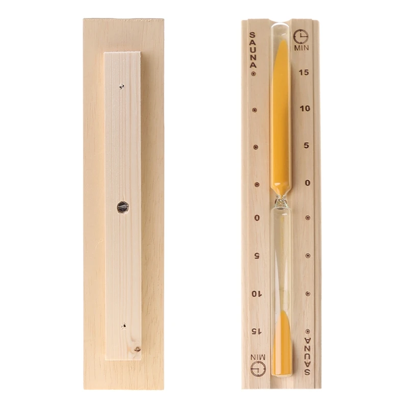 15 Minutes Sauna Hourglass Sand Timer Rotate Heat Resistant Wooden Hour Glass Sand Hour Glass for Sauna Room Shower Bath