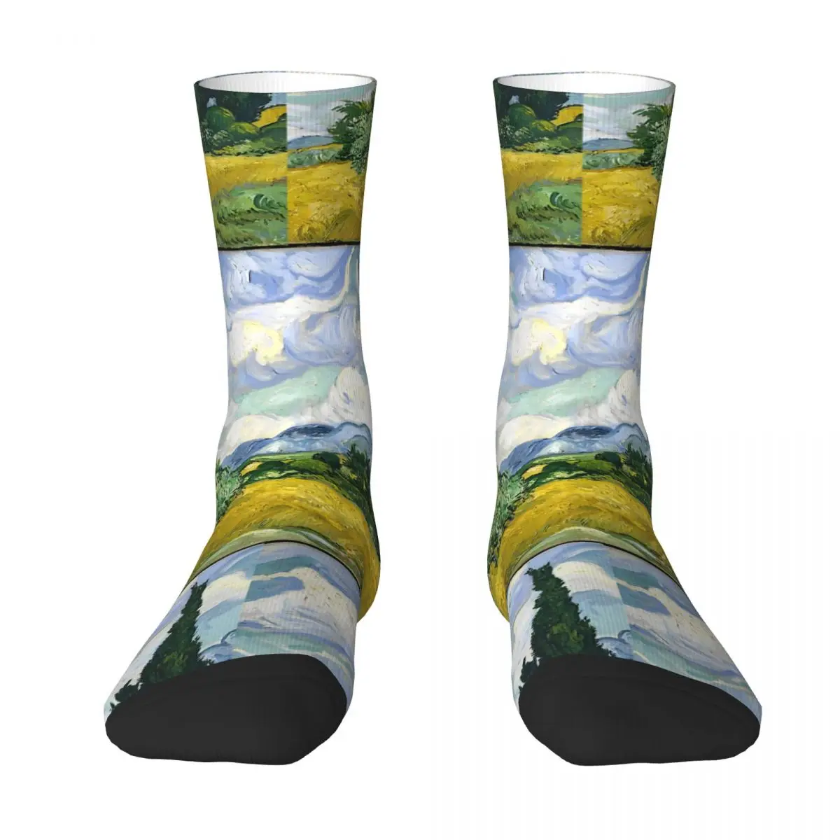 Adults Men Socks Van Gogh Wheat Field Stockings Winter Funny Soft Breathable Socks Graphic Skateboard Anti Slip Socks